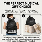 Piano Backpack for Women Music Backpack with Polka Dot (Free star pendant)