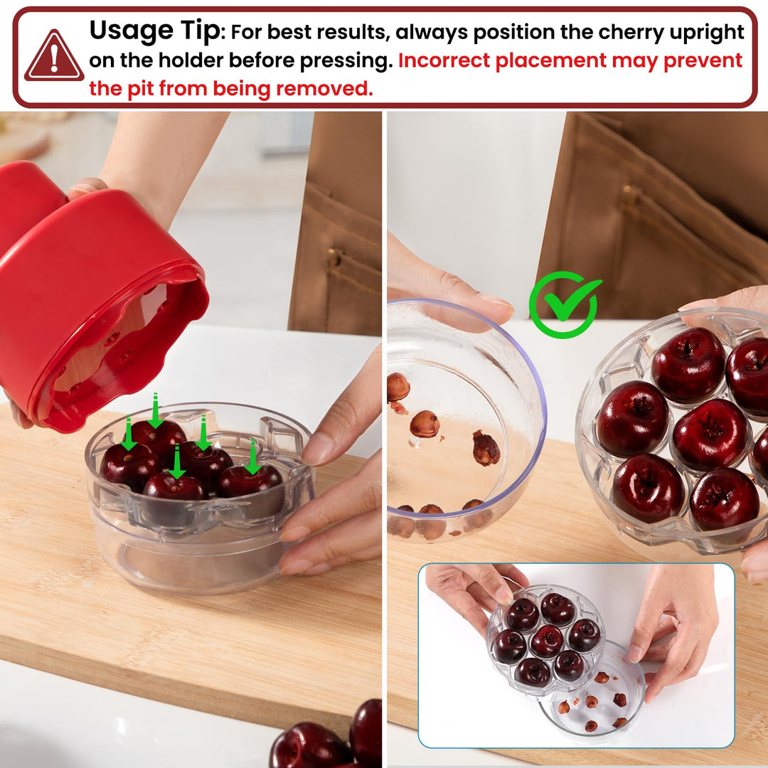 🍒 7-IN-1 Large Cherry Pitter Tool 🔥 Portable Cherry Corer Pitter with Ergonomic Push Design