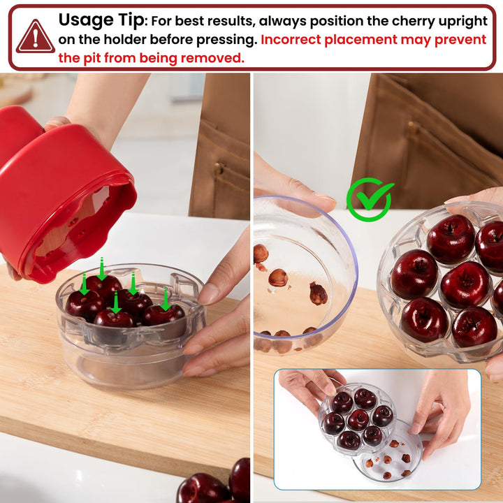 🍒 7-IN-1 Large Cherry Pitter Tool 🔥 Portable Cherry Corer Pitter with Ergonomic Push Design