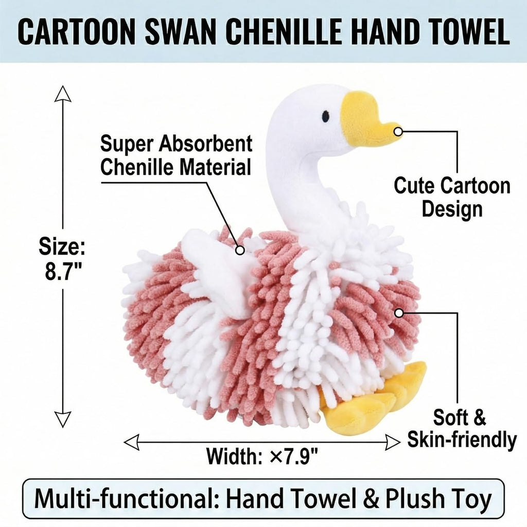 🦢 Swan Cartoon Swan Fuzzy Ball Hand Towels