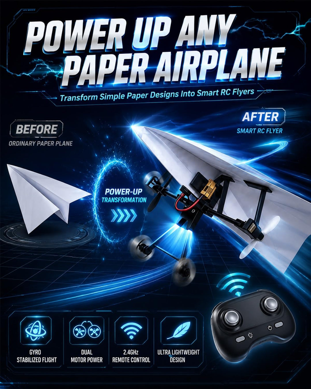 🔥 DIY RC Paper Airplane Kit 🛩️ 🛩️（Includes three rechargeable batteries）