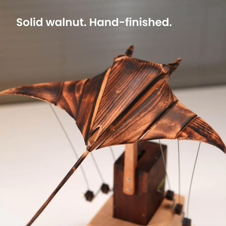 🔥 Handcrafted Wooden Kinetic Manta Ray Sculpture 🔥 Fluid Motion Automata Desk Decor