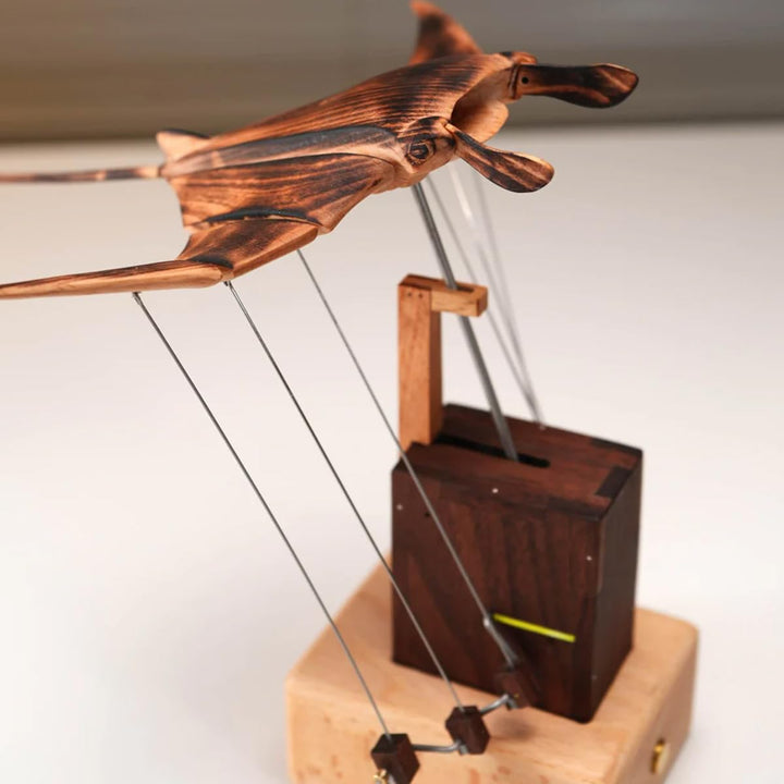 🔥 Handcrafted Wooden Kinetic Manta Ray Sculpture 🔥 Fluid Motion Automata Desk Decor