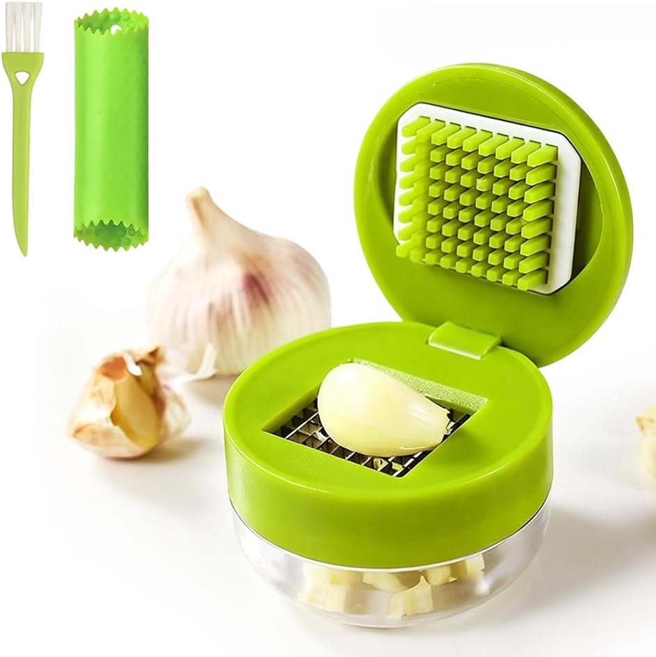 ✨ Mini Garlic Chopper and Press with Container Set 🧄