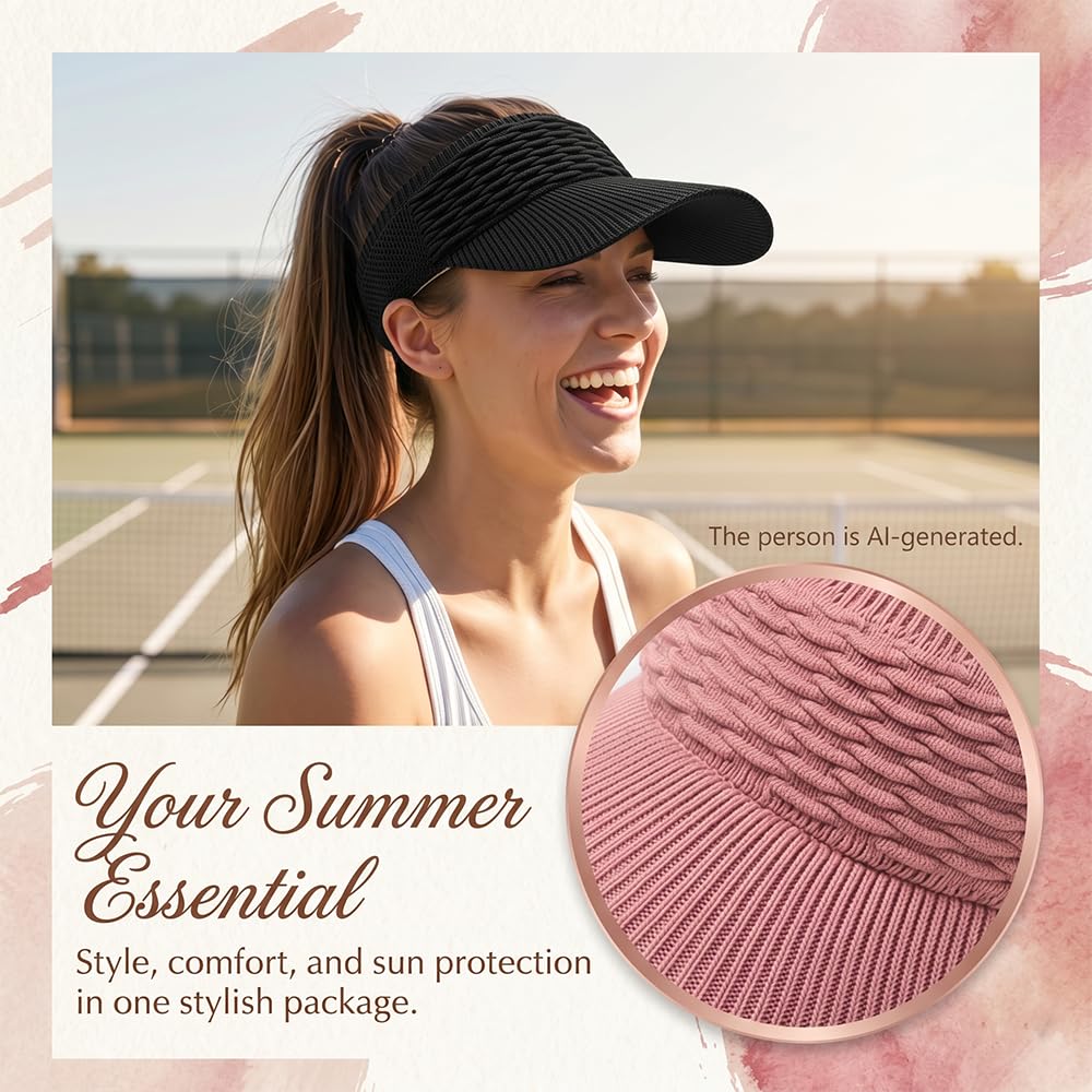 ☀️ Women's High Ponytail Sun Visor Hats 🧢