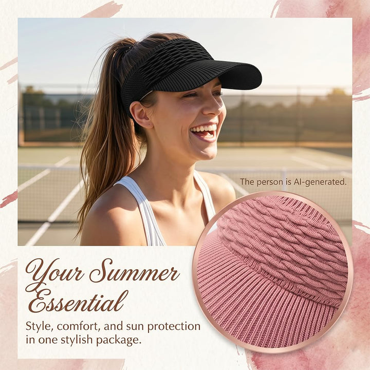 Women's High Ponytail Sun Visor Hats