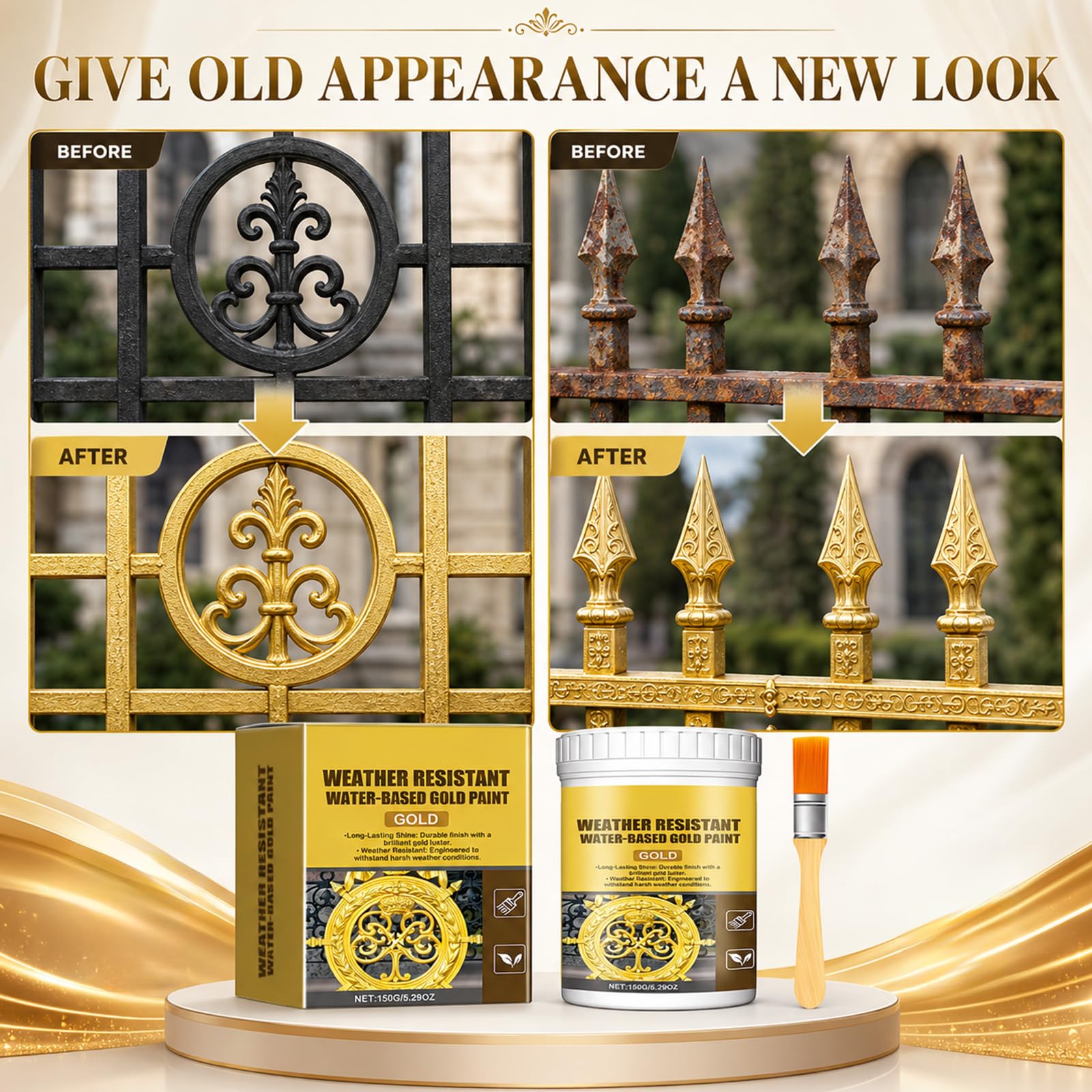 🧹 Weather Resistant Water Based Gold Paint ✨