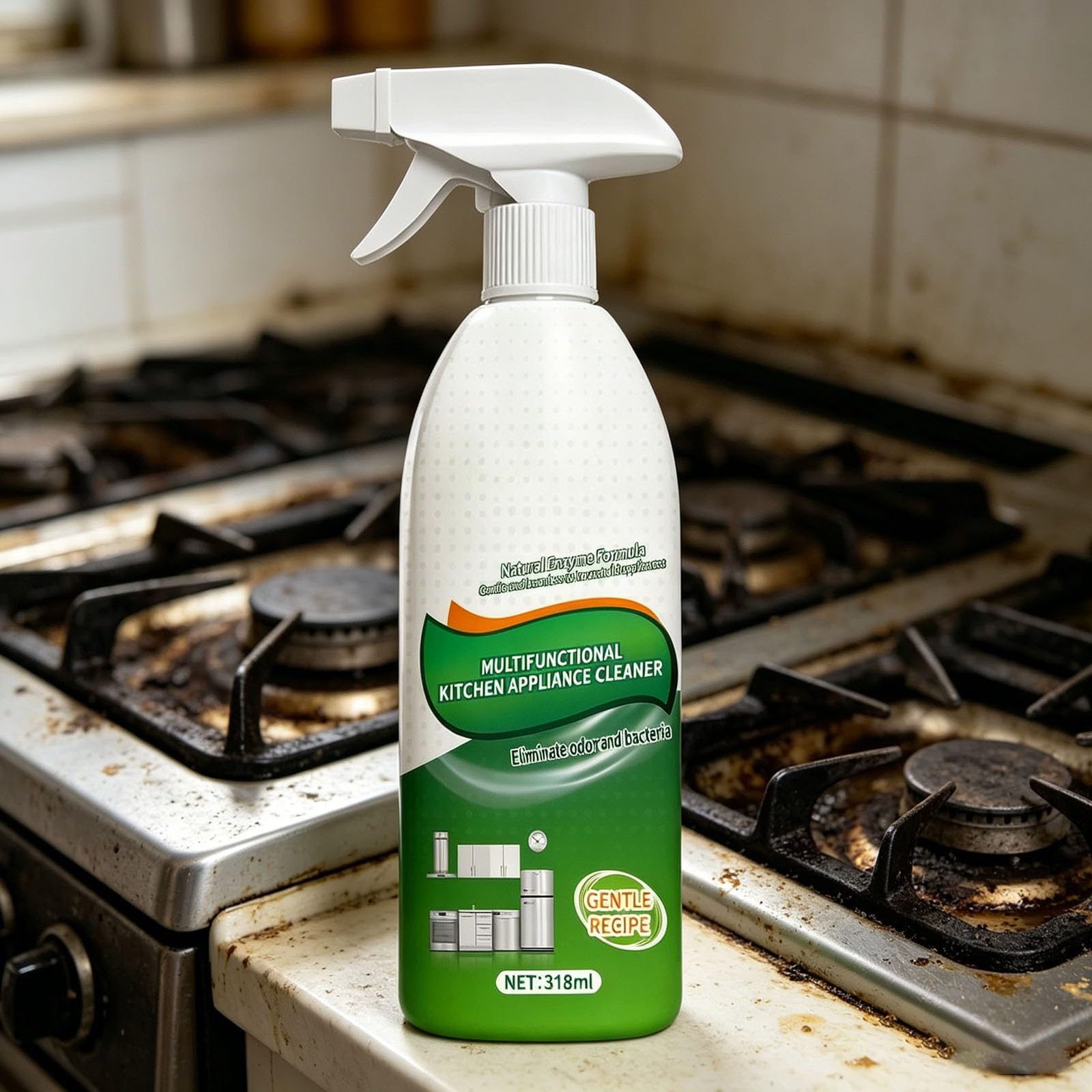 Heavy Duty Oil Stain Remover, 318ml Multi-Purpose Kitchen Cleaner Spray For Cooktop