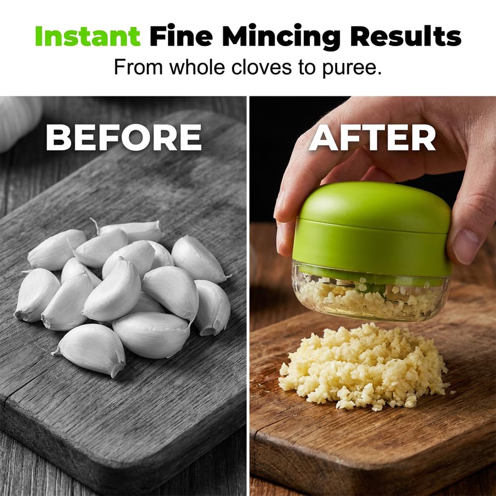 ✨ Mini Garlic Chopper and Press with Container Set 🧄