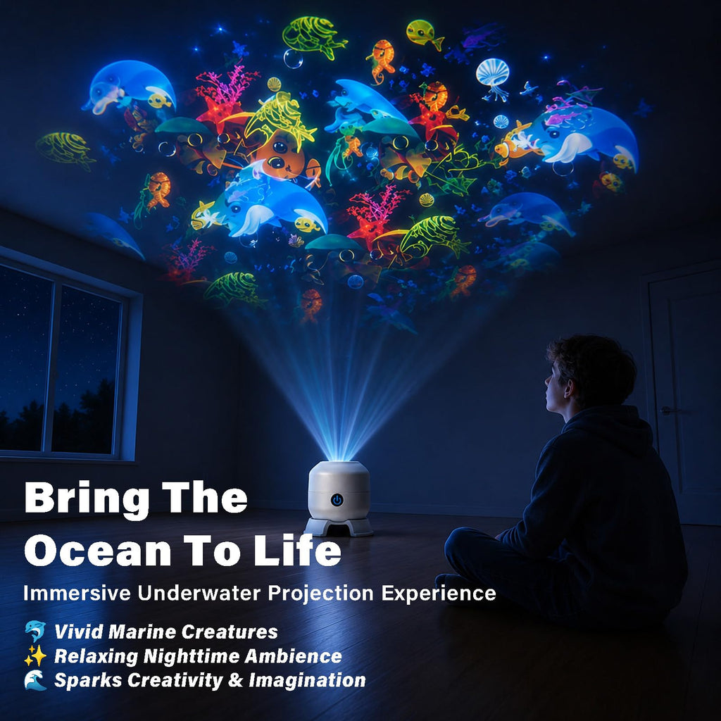 🔥 Dynamic Rotating LED Projector Light 🔥 360° Rotating Ocean Wave Night Light