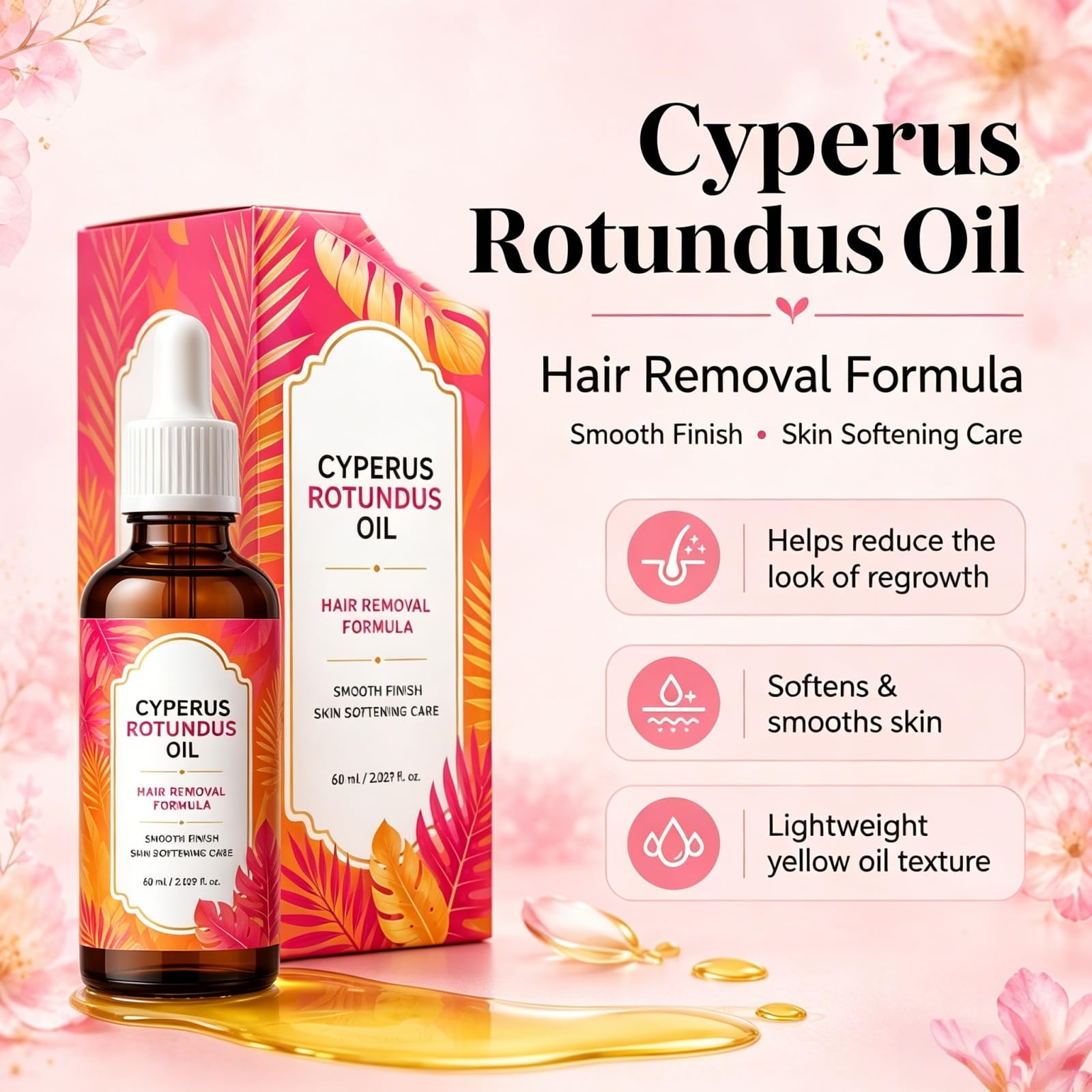 ✅ HER+ 🔥 Cyperus Rotundus Oil for Hair Removal ✨