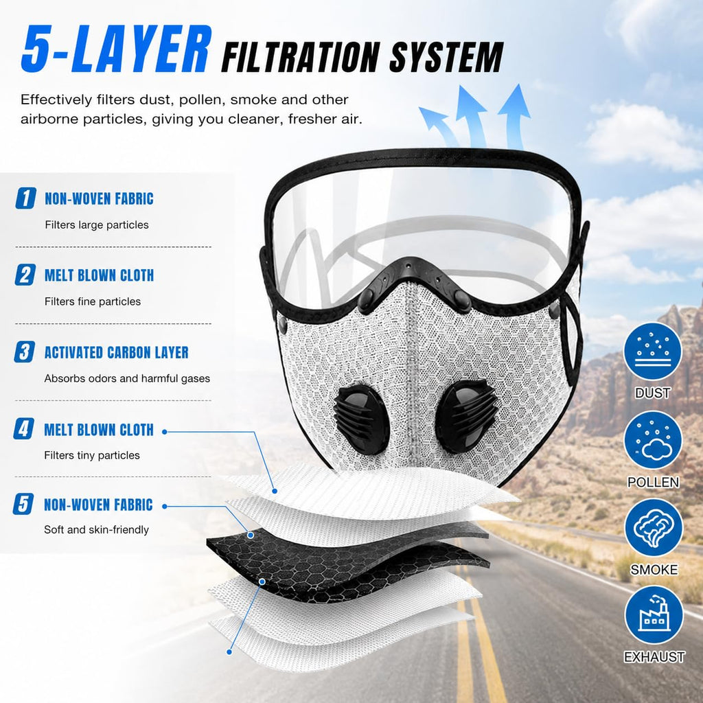 😷 Reusable Carbon Filter Dust Mask with Adjustable Goggles ❤️
