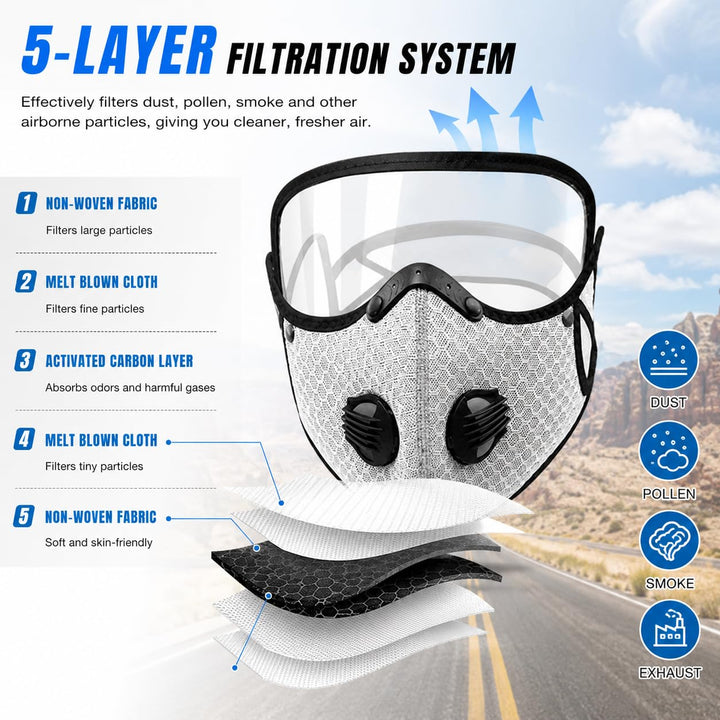Reusable Carbon Filter Dust Mask with Adjustable Goggles