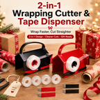2-in-1 Wrapping Paper Cutter & Tape Dispenser - Faster Gift Wrapping Tool