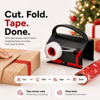 2-in-1 Wrapping Paper Cutter & Tape Dispenser - Faster Gift Wrapping Tool