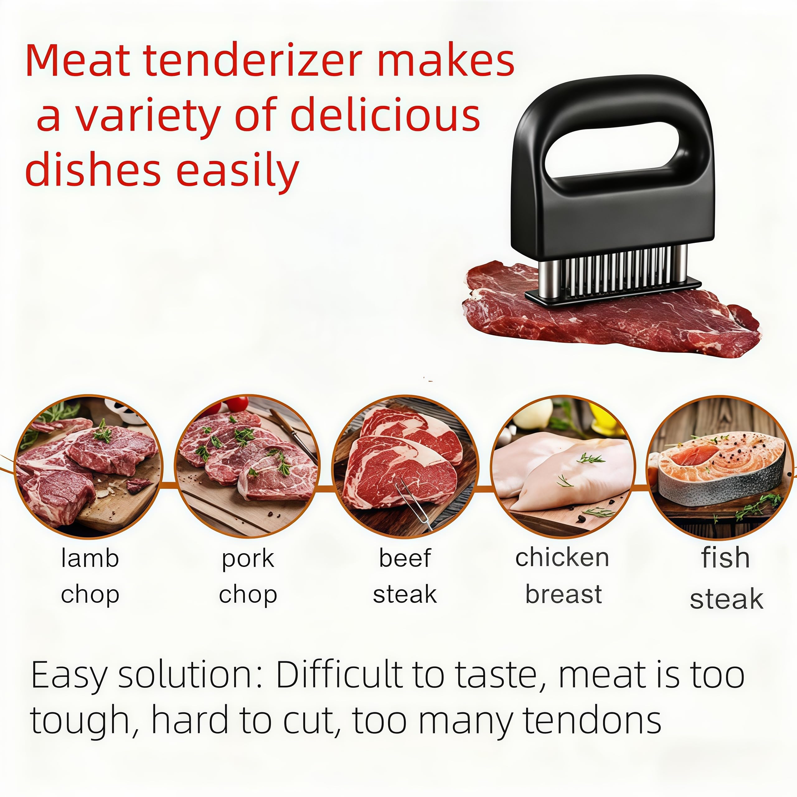 🥩 Meat Tenderizer with 48 Stainless Steel Ultra Sharp Needle Blades