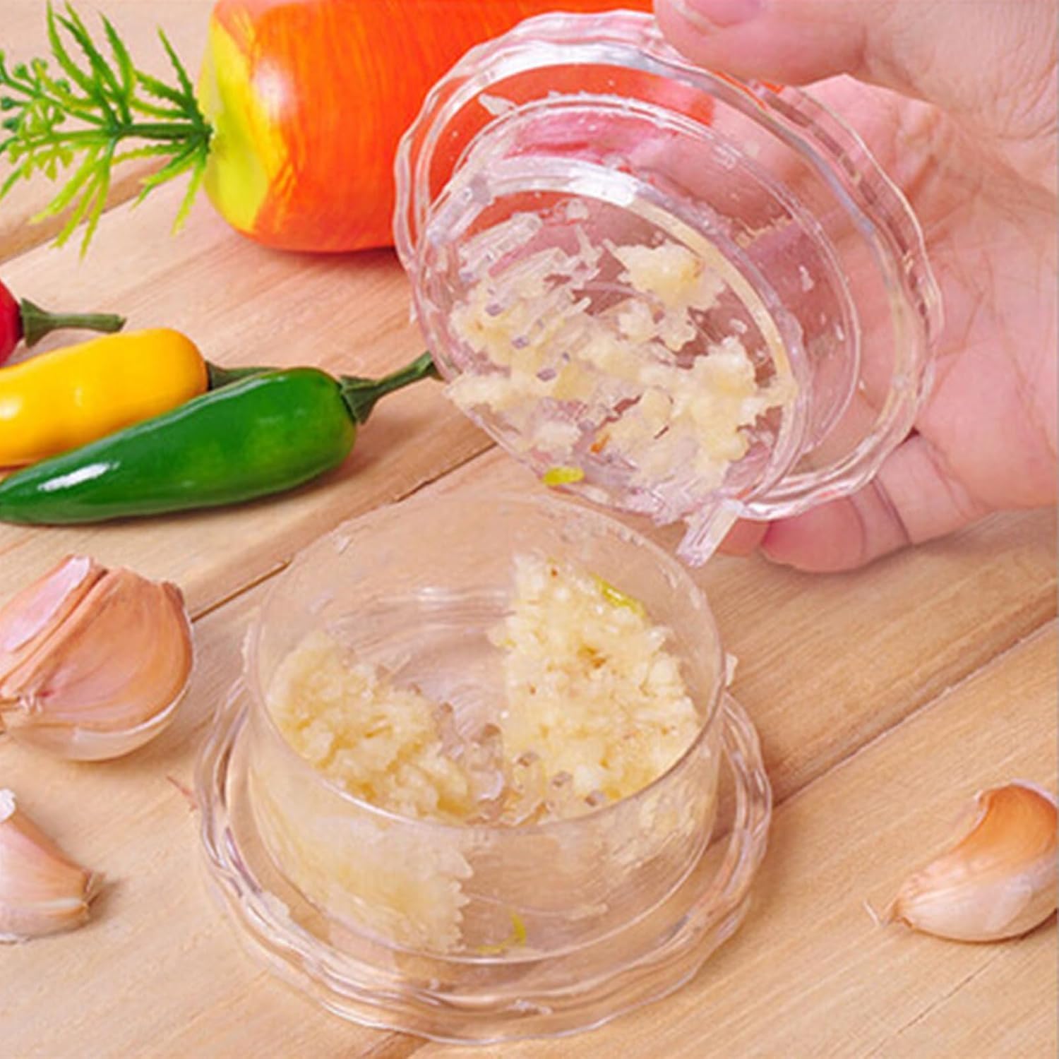 🧄 Transparent Manual Garlic Twist – ✨ Multi Functional Mincer & Grinder