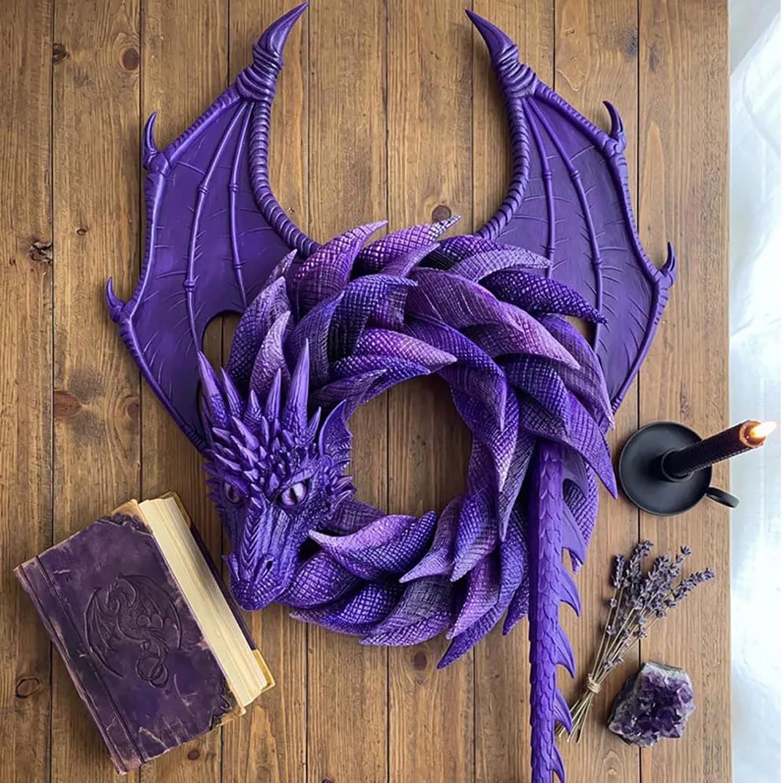 🐉 Handmade Dragon Wreath Wall Decor✨Gothic Fantasy Door Hanging ✨(20cm)