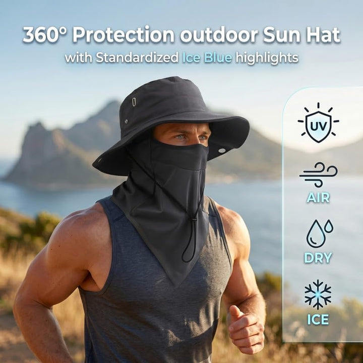 Breathable Fisherman Hat with Detachable Face Mask