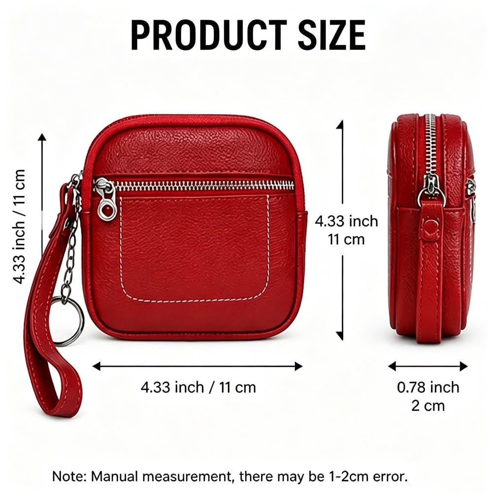 ✨ Square Leather Mini Card Wallet 👛 Coin Purse