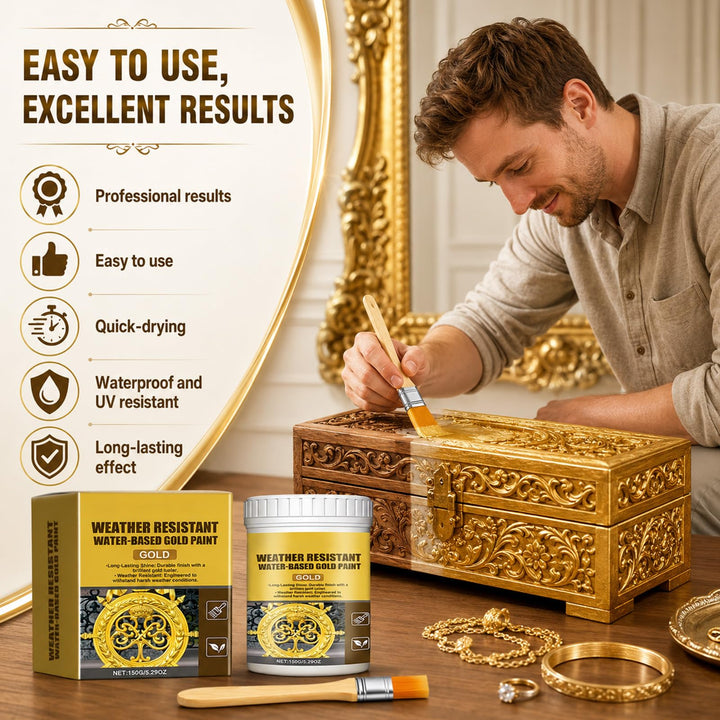 🧹 Weather Resistant Water Based Gold Paint ✨