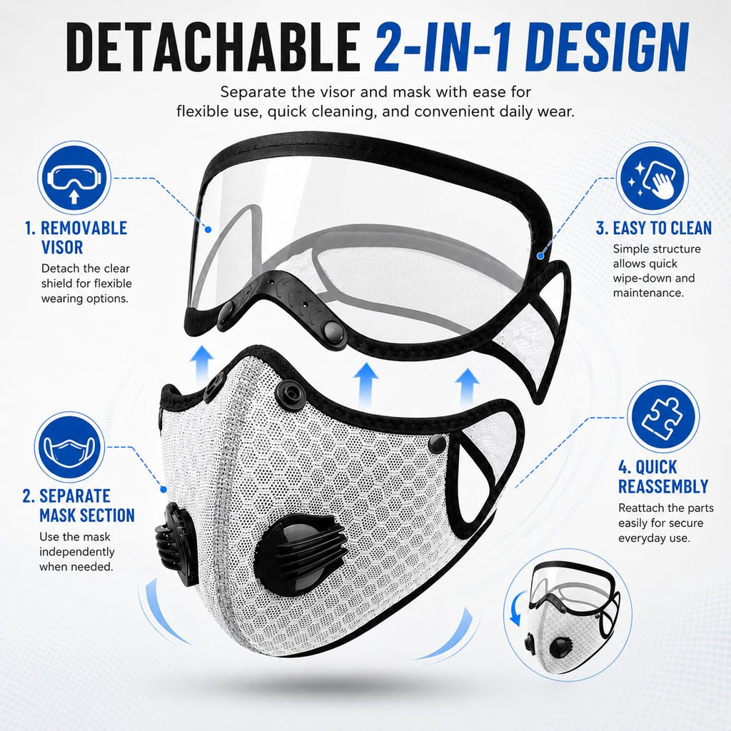 😷 Reusable Carbon Filter Dust Mask with Adjustable Goggles ❤️