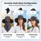 Breathable Fisherman Hat with Detachable Face Mask