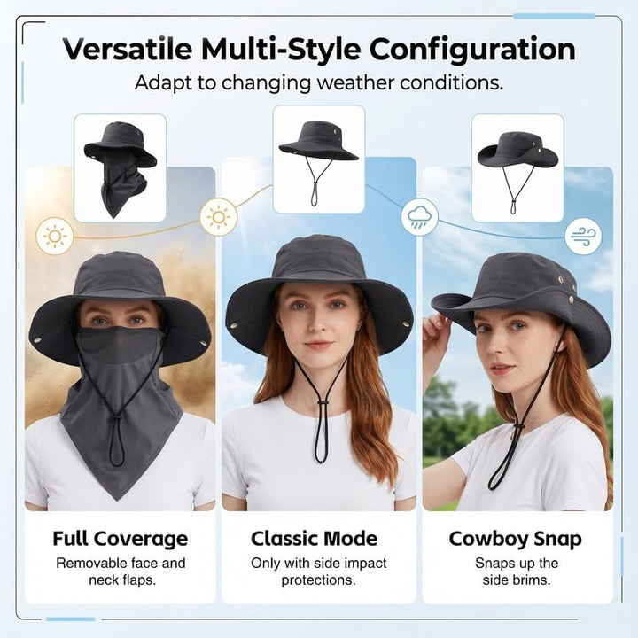 Breathable Fisherman Hat with Detachable Face Mask