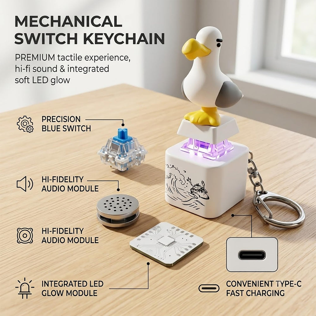 😀 Seagull Sound Keychain with LED Light & Button 🔥