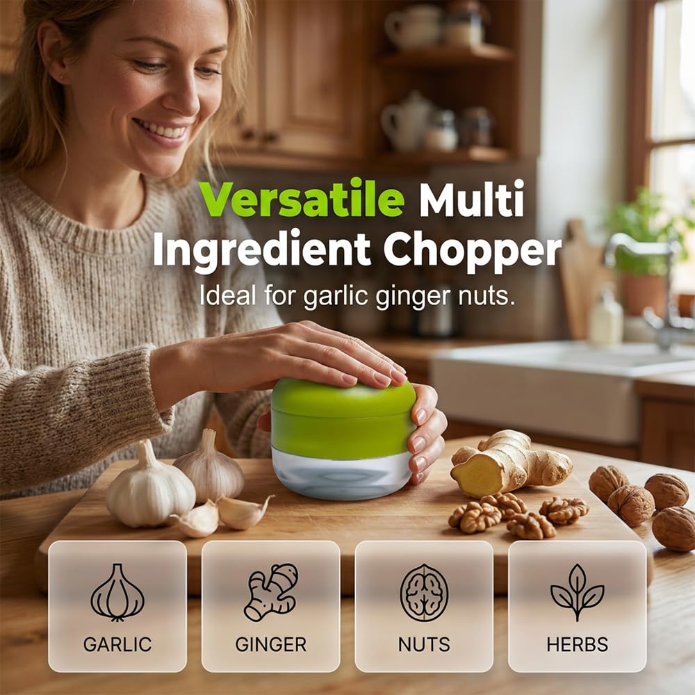 ✨ Mini Garlic Chopper and Press with Container Set 🧄