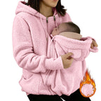 Winter Mom Cozy Fleece Thicken Kangaroo Carrier Coat Clothing