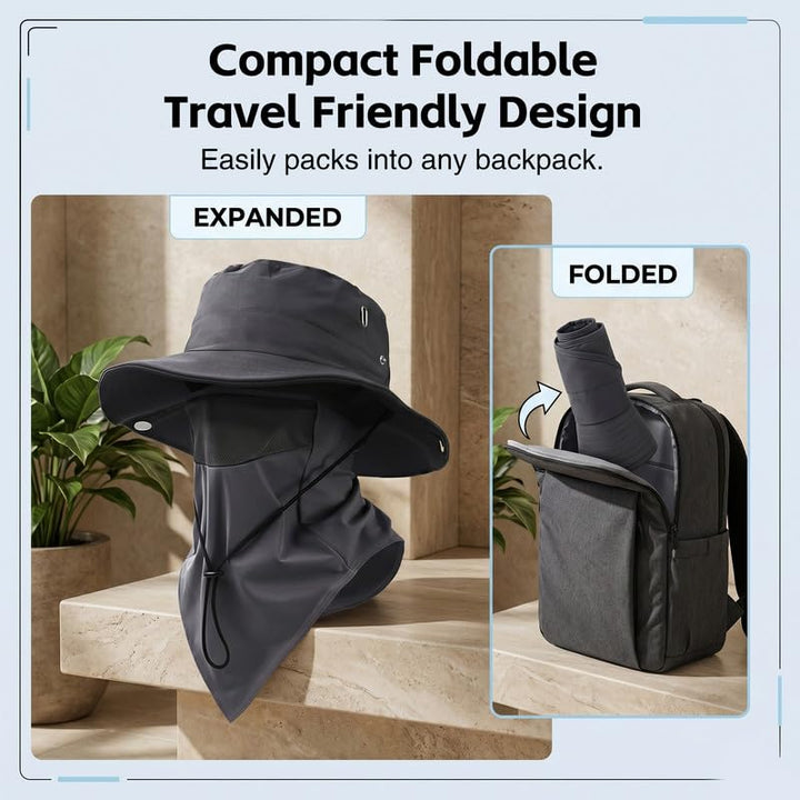 Breathable Fisherman Hat with Detachable Face Mask