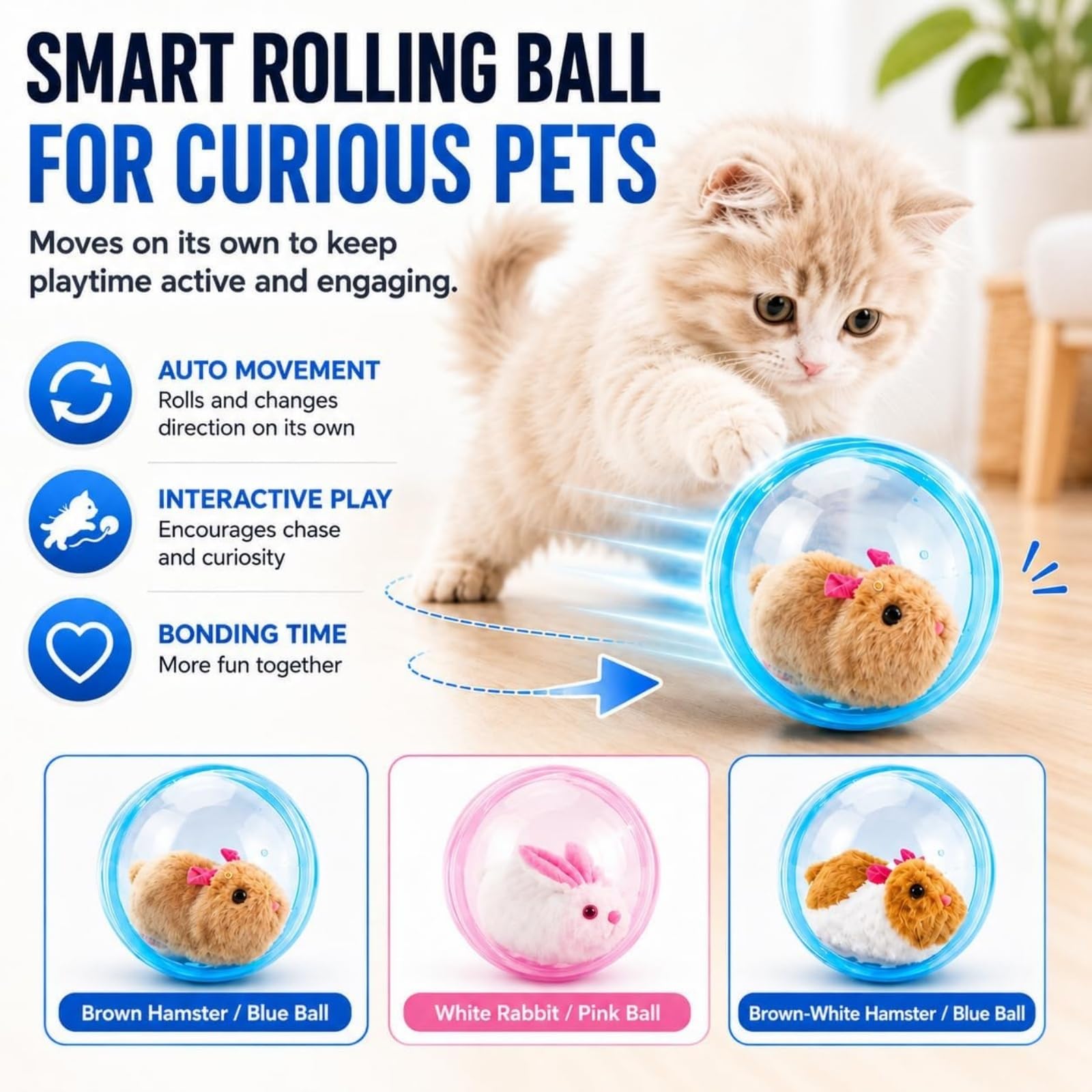 ✅ 2026 New Self-Rolling Interactive Cat Ball ✨