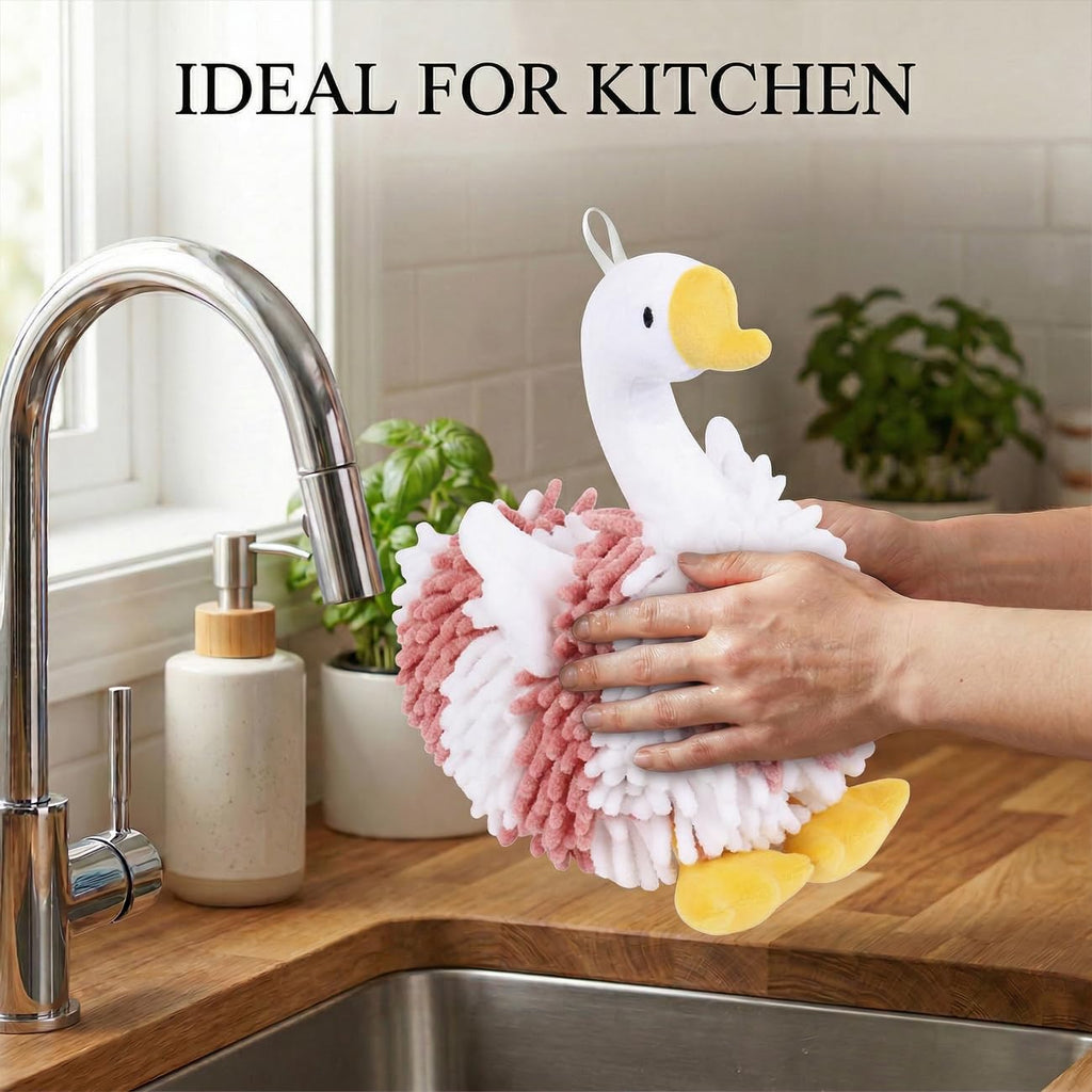 🦢 Swan Cartoon Swan Fuzzy Ball Hand Towels