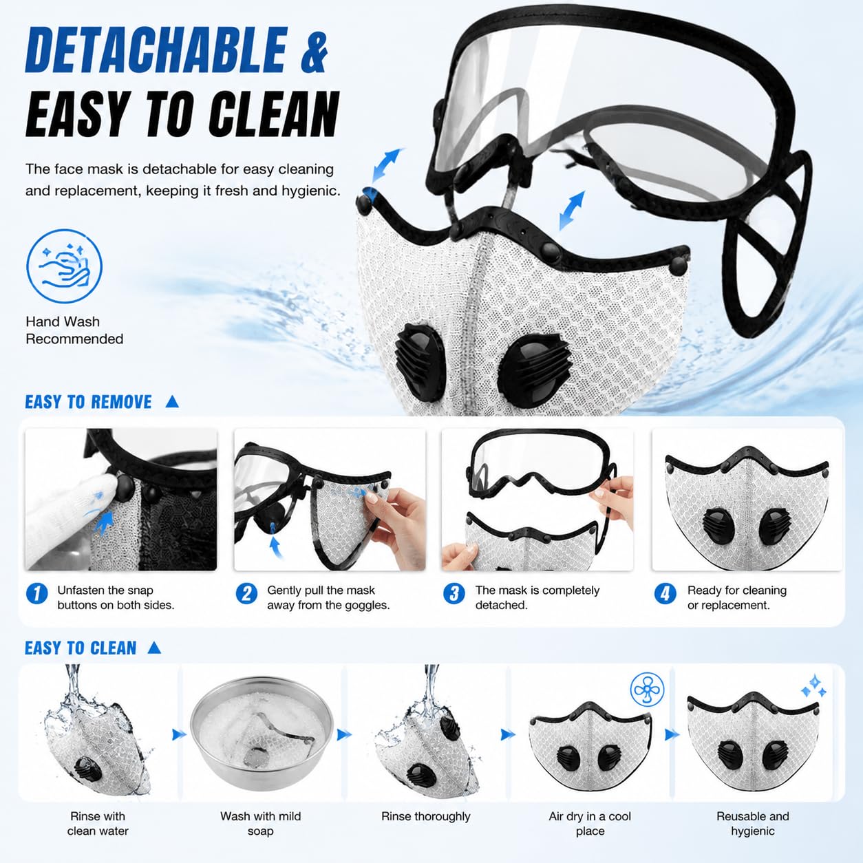 😷 Reusable Carbon Filter Dust Mask with Adjustable Goggles ❤️