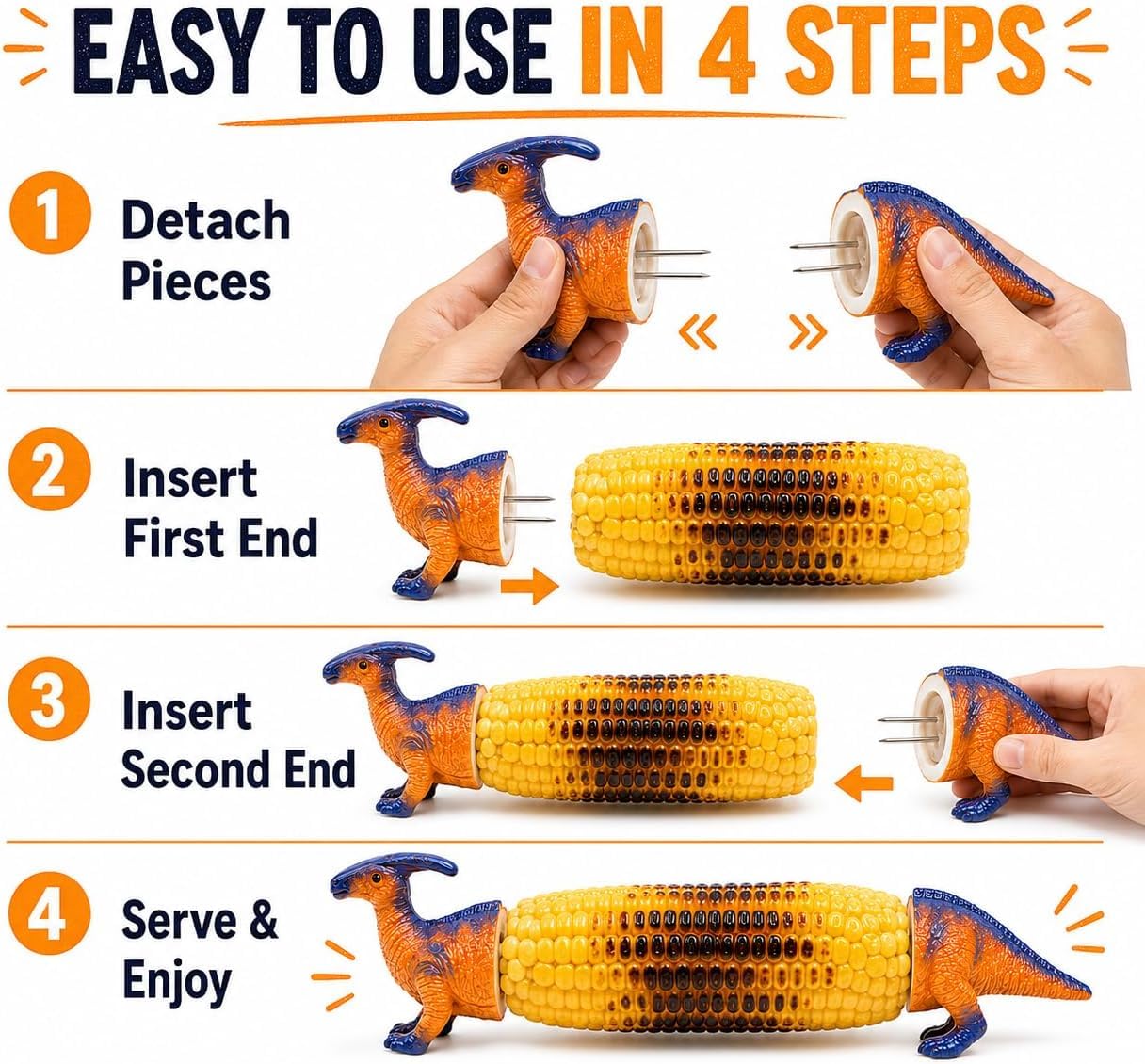 🦖 Funny Dinosaur 🌽 Corn Cob Holders