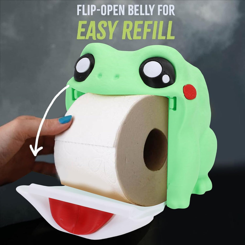 Frog Toilet Paper Holder, Funny Toilet Roll Towel Free Standing Dispenser, 3D Printed