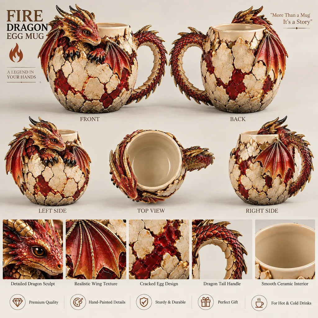 ⏳ Last Day 50% OFF – 🐉 Sculpted Dragon Mug Collection | 6 Fantasy Realm Designs with Raised 3D Dragon Details ☕