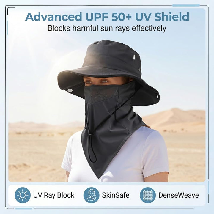 Breathable Fisherman Hat with Detachable Face Mask