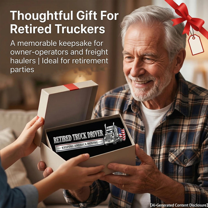🚚 Retired Truck Driver Car Emblem Badge "RETIRED TRUCK DRIVER - KEEPING AMERICA MOVING" 🗽