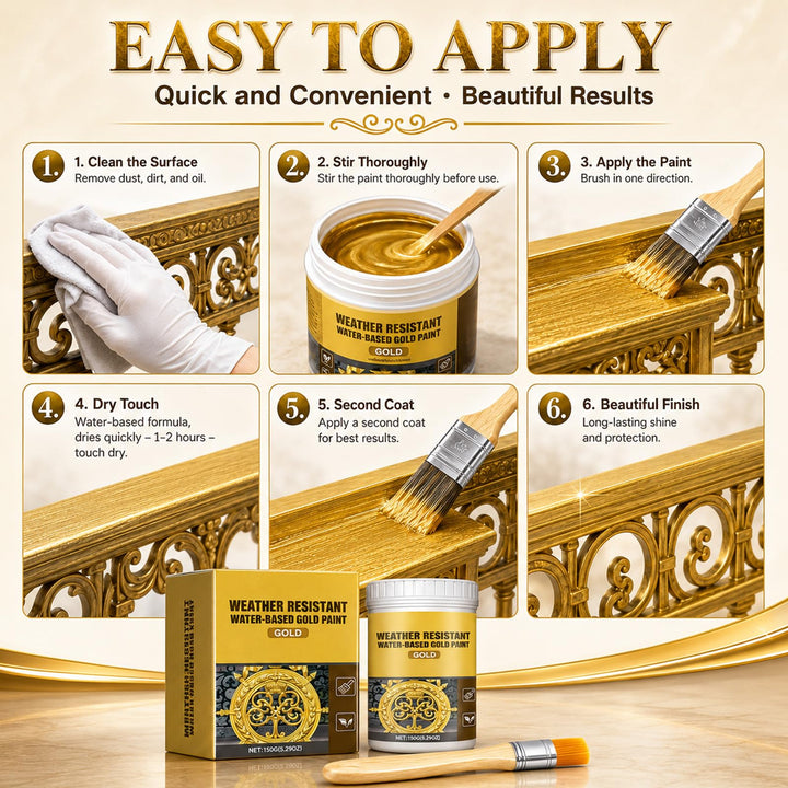 🧹 Weather Resistant Water Based Gold Paint ✨