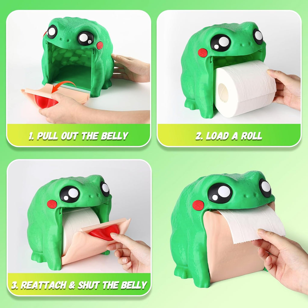 Frog Toilet Paper Holder, Funny Toilet Roll Towel Free Standing Dispenser, 3D Printed