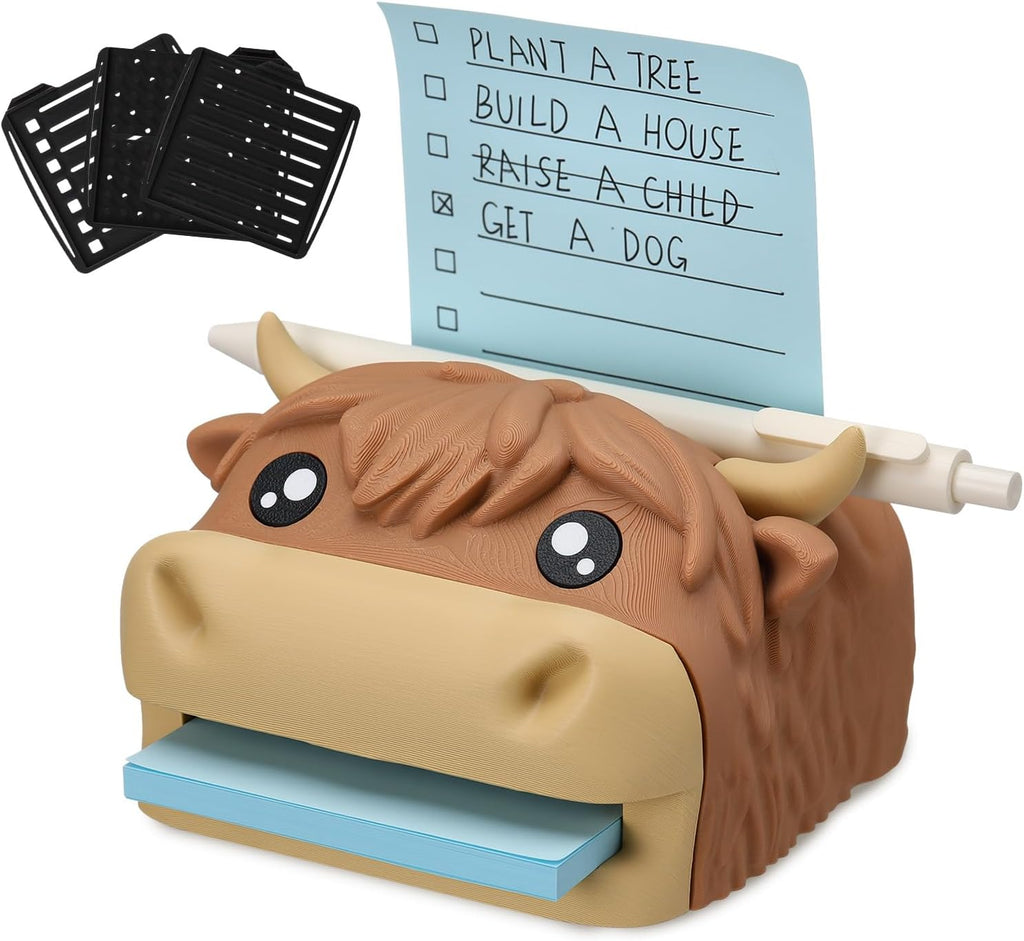 Highland Cow Campus Desk Sticky Note Organizer