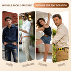 4 Buckle-Free Belts for Men and Women, Tactical Elastic Belt with Metal Hook, Invisible Adjustable Buckle-Free Belts