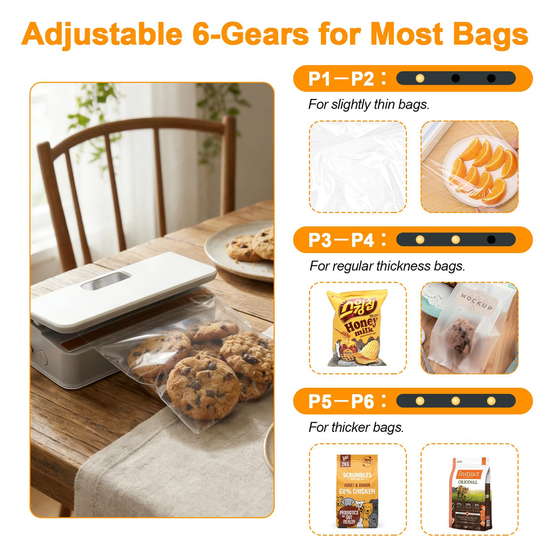 Mini Bag Sealer, Rechargeable Sealer Machine with LED Power Display