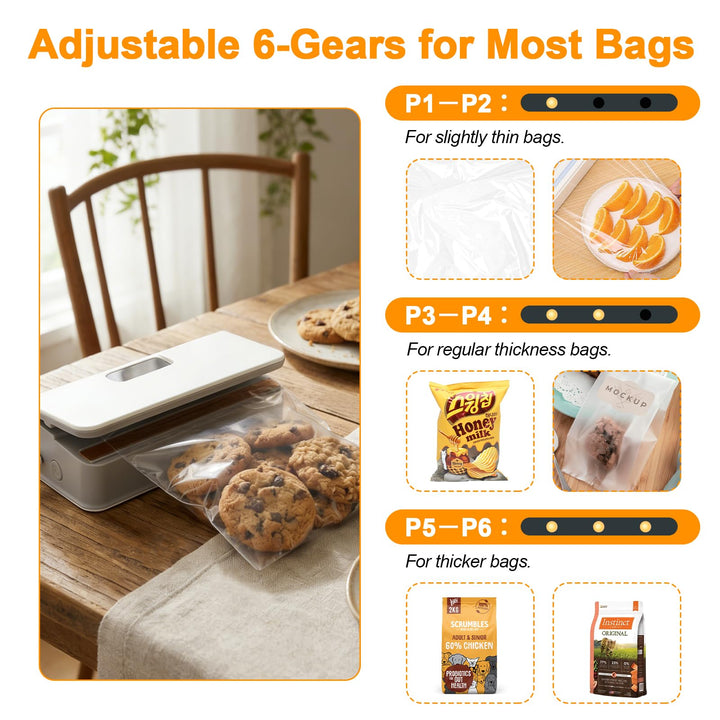 Mini Bag Sealer, Rechargeable Sealer Machine with LED Power Display
