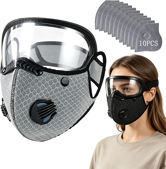 😷 Reusable Carbon Filter Dust Mask with Adjustable Goggles ❤️