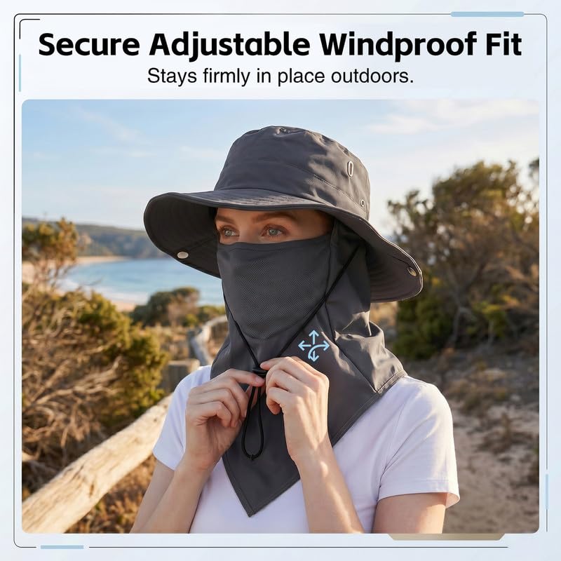Breathable Fisherman Hat with Detachable Face Mask