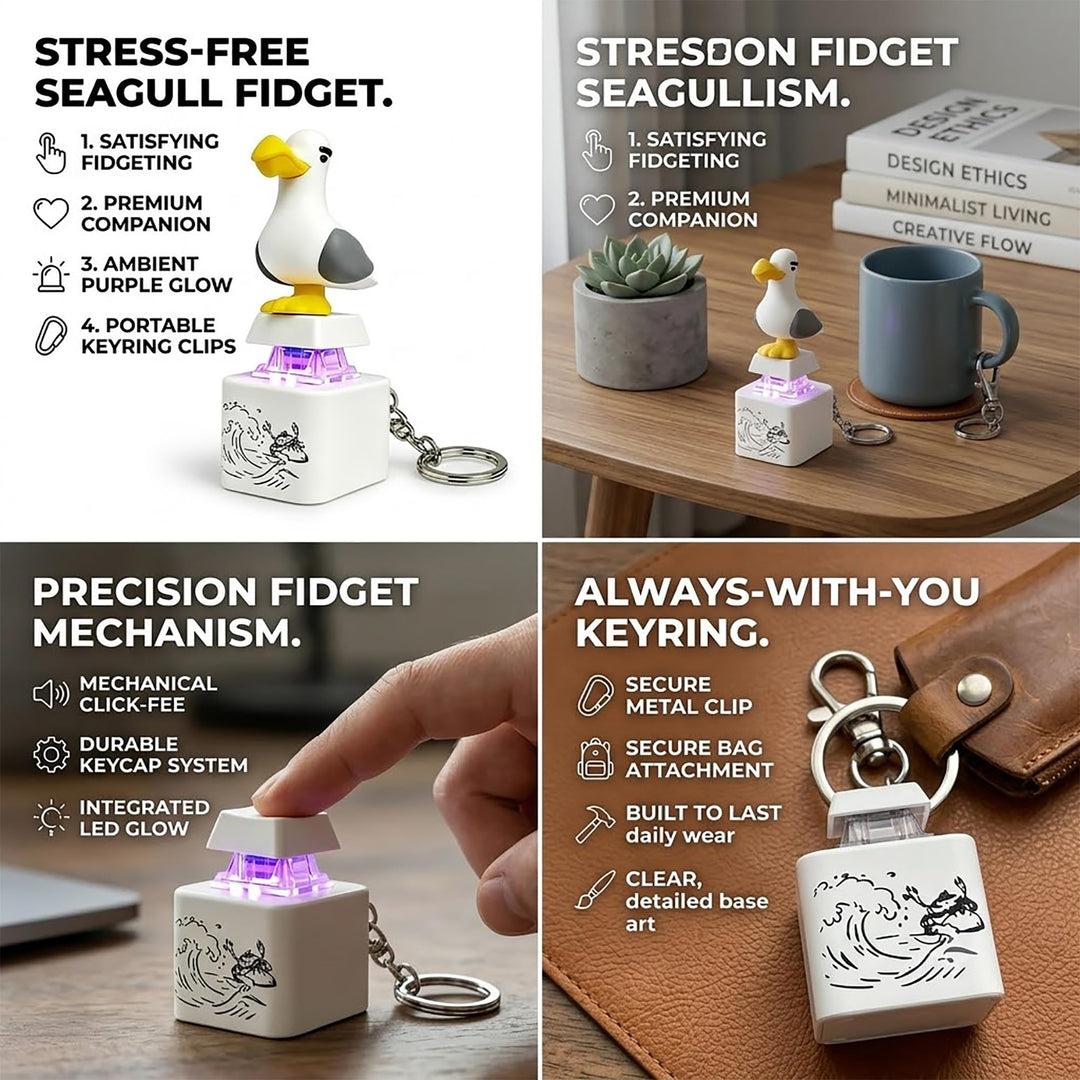 😀 Seagull Sound Keychain with LED Light & Button 🔥