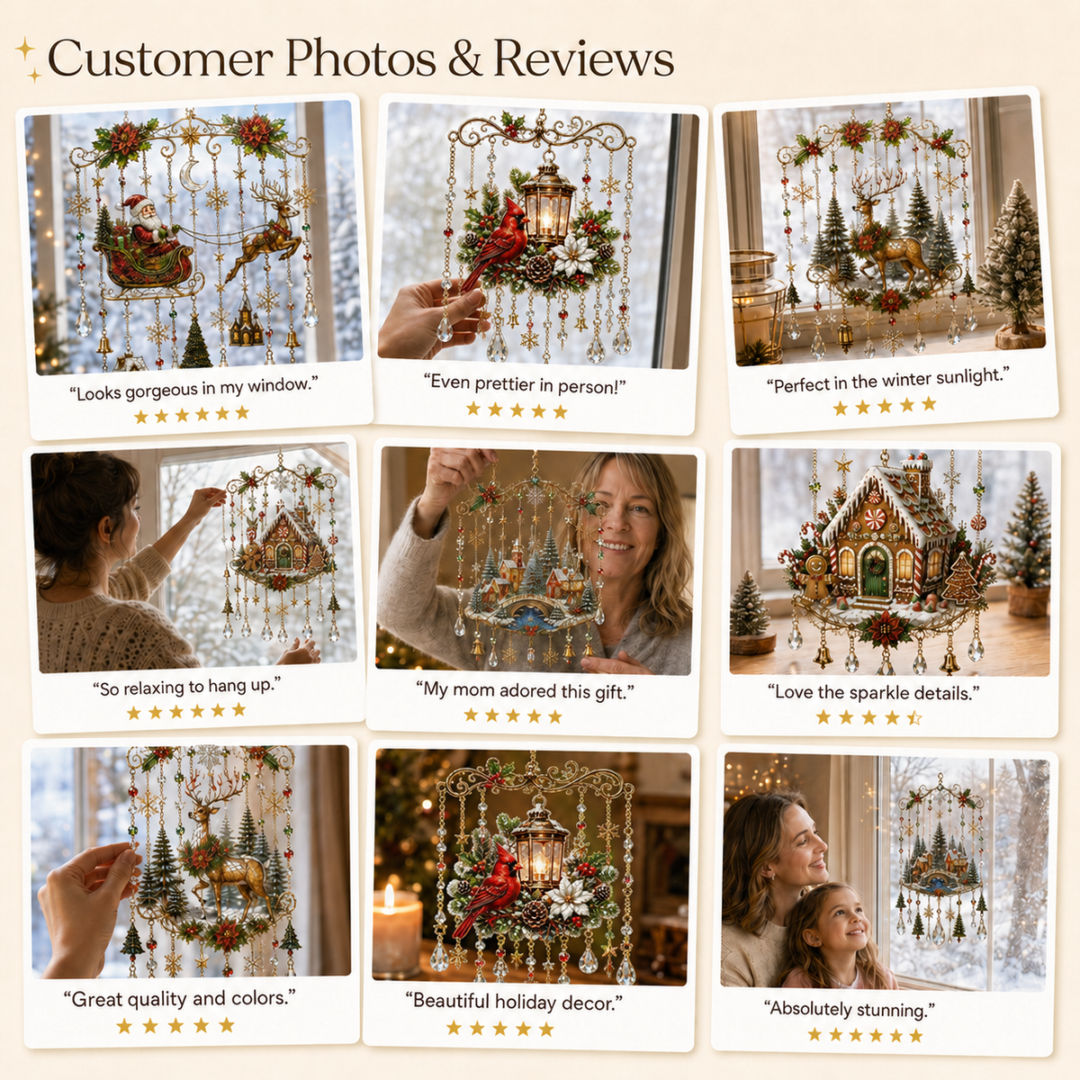 🔥Handmade Christmas Stained Glass Window Hanging🔥